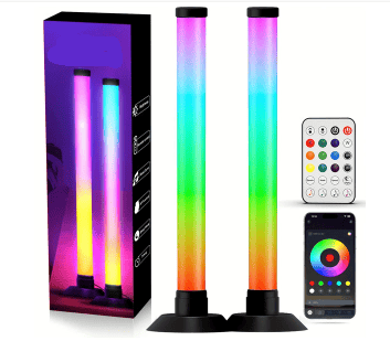 UB Set 2 lampi LED smart RGB cu lumina ambientala sincronizare muzicala WiFi Mutiple Moduri Aplicatie Pentru Filme Gaming Negru